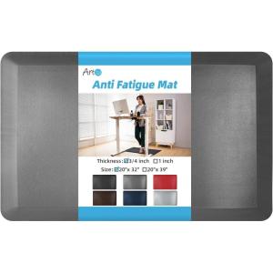 imageArt3d 1quot Thick Kitchen Mats for Floor Waterproof 20quot X 39quot Cushioned Comfort Mat Long Anti Fatigue Mats for Kitchen Ergonomic Standing Office Desk Home and Garage RedGrey