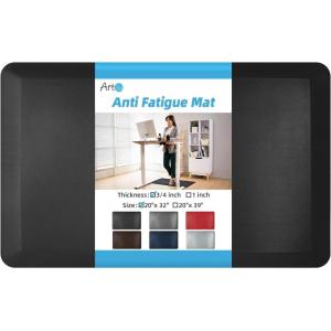 imageArt3d 1quot Thick Kitchen Mats for Floor Waterproof 20quot X 39quot Cushioned Comfort Mat Long Anti Fatigue Mats for Kitchen Ergonomic Standing Office Desk Home and Garage RedSquare Black