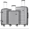 imageLuggage Set with Spinner Wheels and TSA Lock 3 Pieces Expandable Hardside PP material Suitcase for Travel Hardshell Luggage Sets 20quot 24quot 28quot BlackSilver