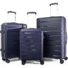 imageLuggage Set with Spinner Wheels and TSA Lock 3 Pieces Expandable Hardside PP material Suitcase for Travel Hardshell Luggage Sets 20quot 24quot 28quot BlackNavy