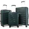 imageLuggage Set with Spinner Wheels and TSA Lock 3 Pieces Expandable Hardside PP material Suitcase for Travel Hardshell Luggage Sets 20quot 24quot 28quot BlackDark Green