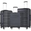 imageLuggage Set with Spinner Wheels and TSA Lock 3 Pieces Expandable Hardside PP material Suitcase for Travel Hardshell Luggage Sets 20quot 24quot 28quot BlackBlack