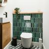 imageArt3d 12 x 12 Inch HeavyDuty Peel and Stick Backsplash SelfAdhesive Wall Tiles for Kitchen Bathroom Decor 10Pack WhiteDark Green