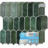 imageArt3d 12 x 12 Inch HeavyDuty Peel and Stick Backsplash SelfAdhesive Wall Tiles for Kitchen Bathroom Decor 10Pack WhiteDark Green