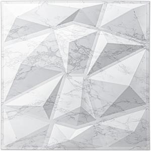 imageArt3d Textures 3D Wall Panels Antique Gold Diamond Design for Interior Wall Decor Pack of 12 Tiles 32 Sq Ft PVCWhite Marble