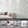 imageArt3d 100 Pack Decorative 3D Wall Panels 97 SqFeet PVC Interior Wall Dcor 118quotx118quot BlackLucky Leaves White