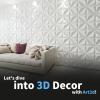 imageArt3d 100 Pack Decorative 3D Wall Panels 97 SqFeet PVC Interior Wall Dcor 118quotx118quot BlackLucky Leaves White