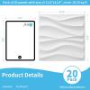 imageArt3d 20 Pack Decorative 3D Wall Panels 19 SqFeet PVC Interior Wall Dcor 118quotx118quot White3D Wavy White