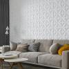 imageArt3d 20 Pack Decorative 3D Wall Panels 19 SqFeet PVC Interior Wall Dcor 118quotx118quot WhiteLucky Leaves White