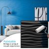 imageArt3d 20 Pack Decorative 3D Wall Panels 19 SqFeet PVC Interior Wall Dcor 118quotx118quot WhiteWavy Black