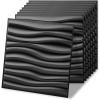 imageArt3d 20 Pack Decorative 3D Wall Panels 19 SqFeet PVC Interior Wall Dcor 118quotx118quot WhiteWavy Black