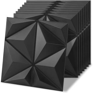imageArt3d 100 Pack Decorative 3D Wall Panels 97 SqFeet PVC Interior Wall Dcor 118quotx118quot BlackJet Black