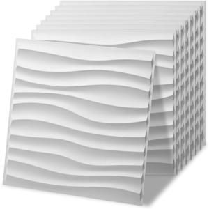 imageArt3d 20 Pack Decorative 3D Wall Panels 19 SqFeet PVC Interior Wall Dcor 118quotx118quot WhiteWavy White