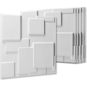 imageArt3d 20 Pack Decorative 3D Wall Panels 19 SqFeet PVC Interior Wall Dcor 118quotx118quot WhiteWhite