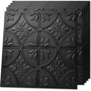 imageArt3d Drop Ceiling Tiles 24x24in 12Pack 48 Sqft Wainscoting Panels Glue Up 2ft x 2ft for Interior Dcor in Living Room Bedroom ampamp Office Star BlackStar Black