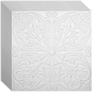 imageArt3d Drop Ceiling Tiles 24x24in 12Pack 48 Sqft Wainscoting Panels Glue Up 2ft x 2ft for Interior Dcor in Living Room Bedroom ampamp Office Star BlackOffWhite