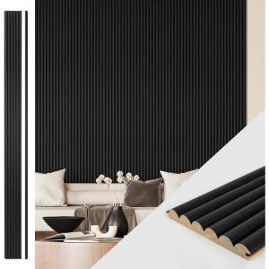 imageArt3d Fluted Wood Panel for Wall and Ceiling Beaded Accent molding for Home Decoration Pack of 4pcs  1pc EndTrim Size 108 x 57in Beaded WalnutBeaded Black