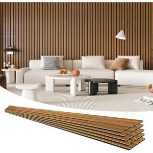imageArt3d Wood Slat Acoustic Panels for Stylish Decor and Noise Reduction 3D Textured Panel for Ceiling and Wall Samples PackTeak
