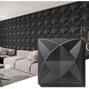 imageArt3d Decorative Textured PVC 3D Wall Panels for Interior Wall Decor in Living Room Bedroom in White Pack of 33 Tiles 32SqFtBlack