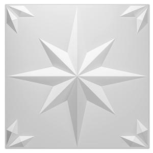 imageArt3d Star Textures 3D Wall Panels White Snowflake Design for Interior Wall Decor Pack of 12 Tiles 32 Sq Ft PVCWhite