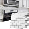 imageArt3d 10Sheet Backsplash Tile for Kitchen Peel and Stick 12quotx12quot Stick on Subway Tiles for Kitchen Bathroom Back Splashes WhiteBlack GroutWhiteblack Grout