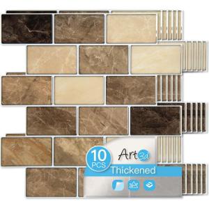 imageArt3d Peel and Stick Granite Wall Tiles  12quotx12quot Thicker Design Backsplash SelfAdhesive Tile for Kitchen ampamp Bathroom DecorYellow Jasper