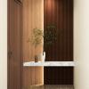 imageArt3d Slat Wood Wall Paneling for Interior and Ceiling Decoration  Pack of 4pcs  1pc EndTrim Size 108 x 57in AshtreeBeaded Smoked Oak