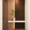 imageArt3d Slat Wood Wall Paneling for Interior and Ceiling Decoration  Pack of 4pcs  1pc EndTrim Size 108 x 57in AshtreeBeaded Walnut