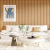 imageArt3d Slat Wood Wall Paneling for Interior and Ceiling Decoration  Pack of 4pcs  1pc EndTrim Size 108 x 57in AshtreeNatural WoodSemiCylinder