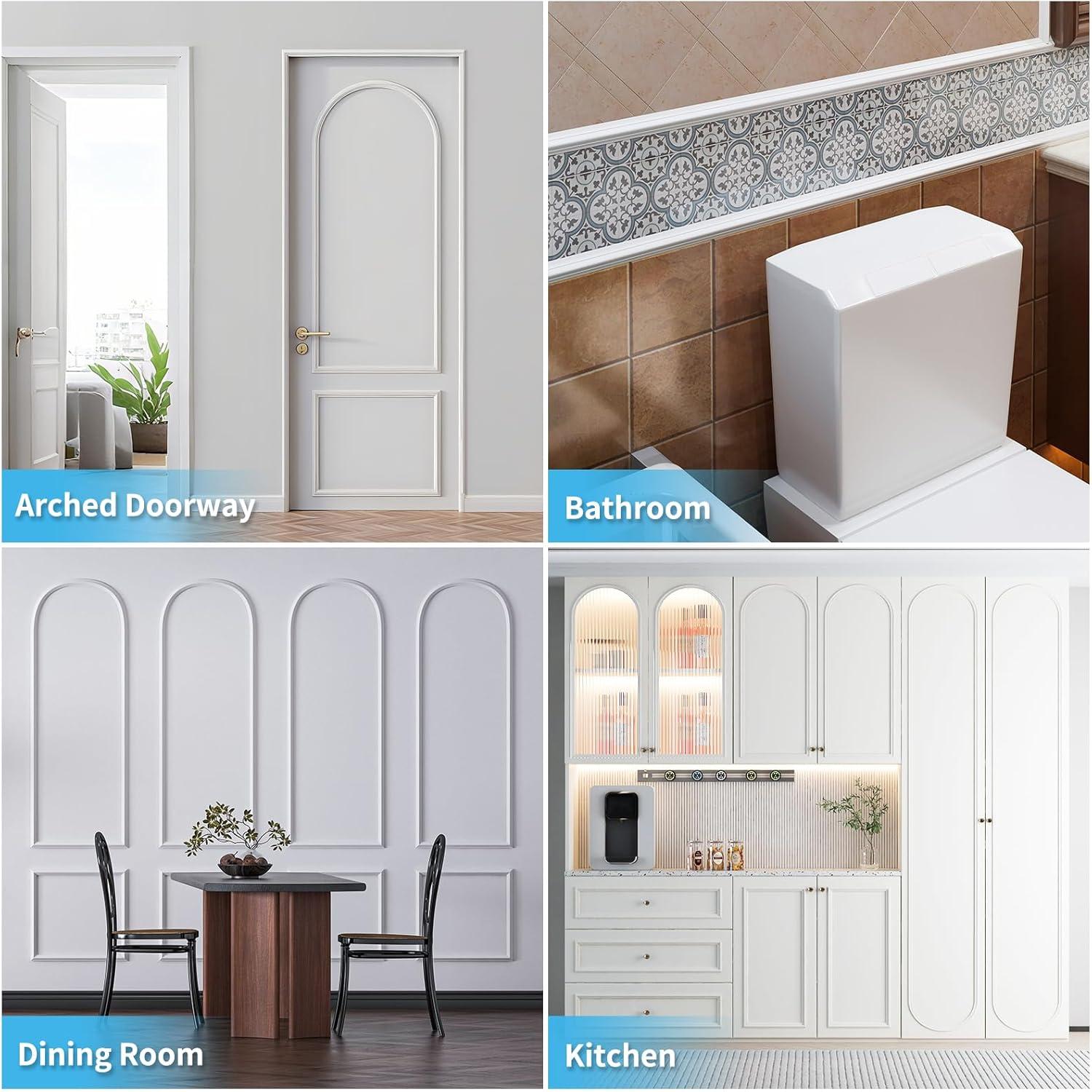 imageArt3d 30Ft Flexible Peel and Stick Crown Molding Trim SelfAdhesive Panel Moulding Dcor Lines for Wall Door Cabinet Frame Mirror Window Borders ampamp Home DIY WhiteWhite