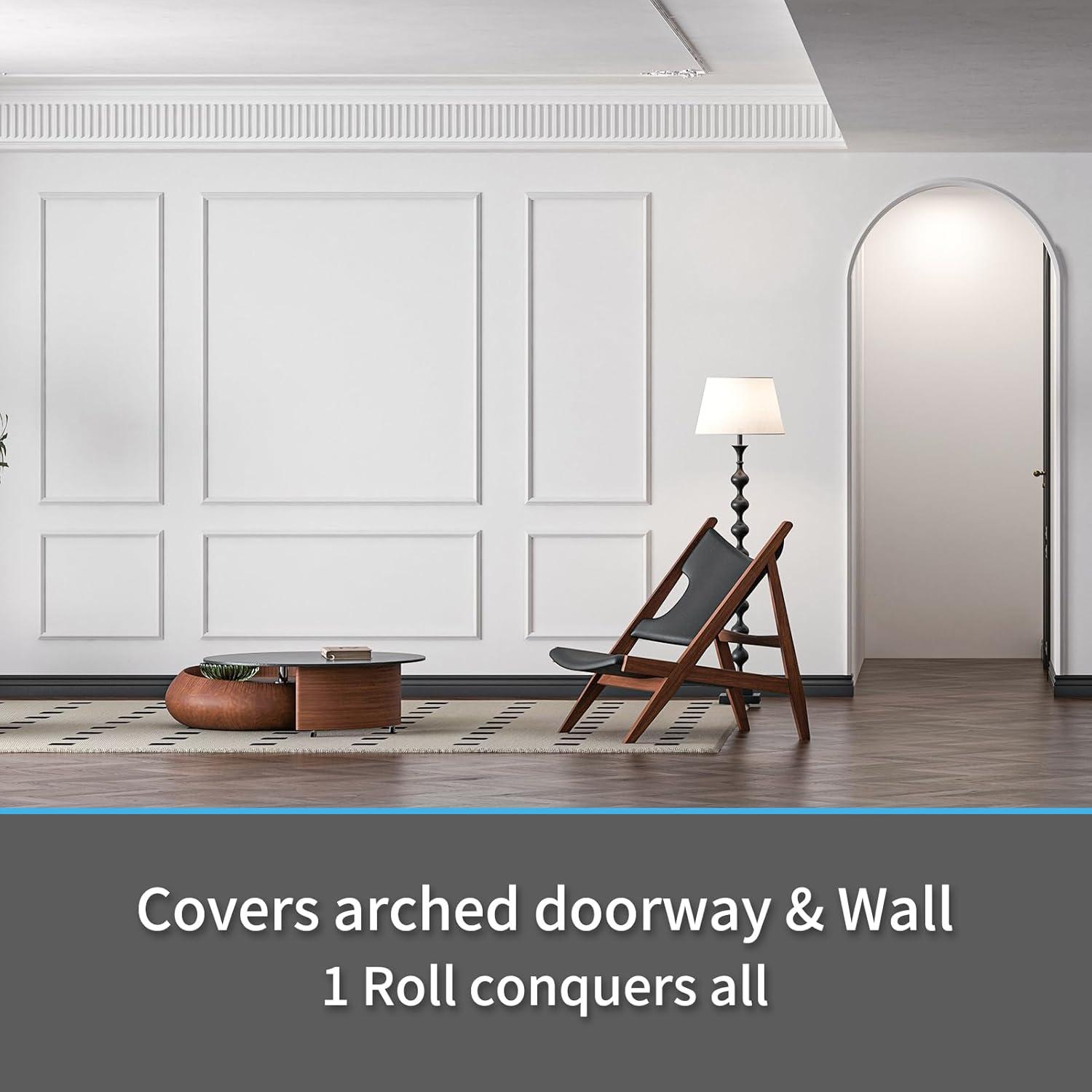 imageArt3d 30Ft Flexible Peel and Stick Crown Molding Trim SelfAdhesive Panel Moulding Dcor Lines for Wall Door Cabinet Frame Mirror Window Borders ampamp Home DIY WhiteWhite