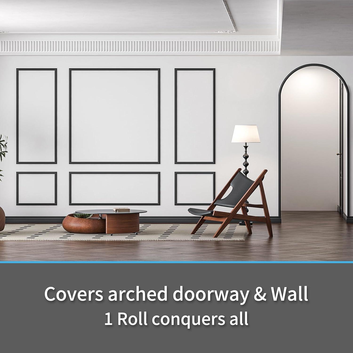 imageArt3d 30Ft Flexible Peel and Stick Crown Molding Trim SelfAdhesive Panel Moulding Dcor Lines for Wall Door Cabinet Frame Mirror Window Borders ampamp Home DIY WhiteBlack