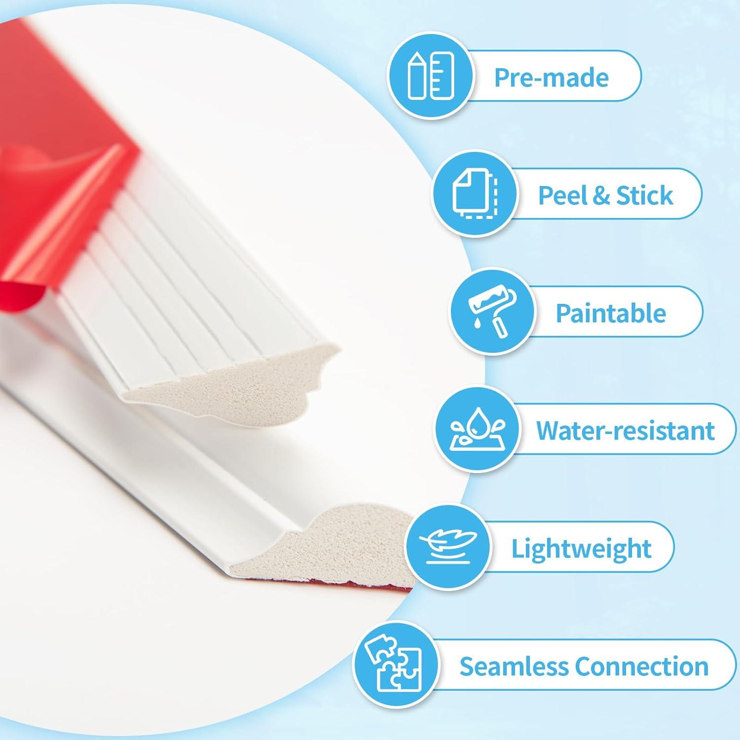 imageArt3d Premade Peel and Stick Door Moulding Trim Kit SelfAdhesive Paintable Wainscoting Panels for Frame Decor ampamp Wall Accents 1 Set3 Frames3frame White