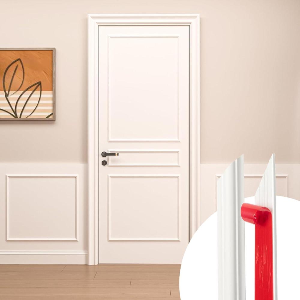 imageArt3d Premade Peel and Stick Door Moulding Trim Kit SelfAdhesive Paintable Wainscoting Panels for Frame Decor ampamp Wall Accents 1 Set3 Frames3frame White
