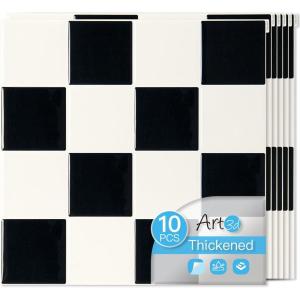 imageArt3d 10Pack HeavyDuty Peel and Stick Backsplash 12x12 Inch SelfAdhesive Wall Tile Stick on Kitchen Countertop DarkGreen ampamp Warm WhiteBlackWhite