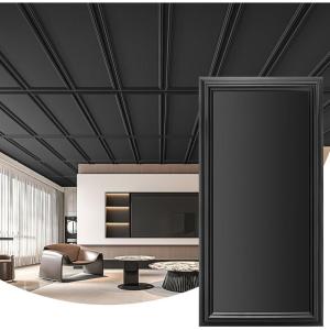 imageArt3d Drop Ceiling Tiles 48x24 Decorative PVC Ceiling Panels Waterproof Rustproof and Durable 12Pack Glue Down Rectangular BlackRectangular Black