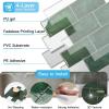imageArt3d 10Pack HeavyDuty Peel and Stick Backsplash 126 x 106 Inch Stick on Wall Tiles for Kitchen Bathroom Countertop Decor Warm White with Gray GroutDark Green
