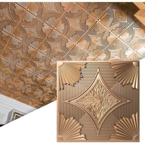 imageArt3d 12Pack PVC Drop Ceiling Tiles 48 SqFt 24quotx24quot Decorative Panels for Home and Office 2ft x 2ft GoldClassic Bronze
