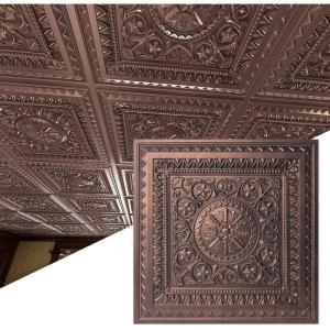 imageArt3d 12Pack PVC Drop Ceiling Tiles 48 SqFt 24quotx24quot Decorative Panels for Home and Office 2ft x 2ft GoldCopper