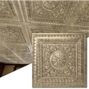imageArt3d 12Pack PVC Drop Ceiling Tiles 48 SqFt 24quotx24quot Decorative Panels for Home and Office 2ft x 2ft GoldGold