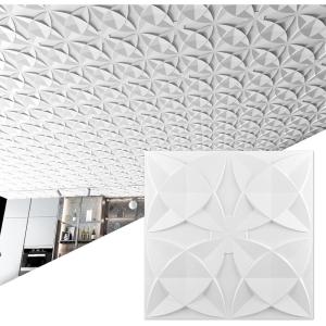imageArt3d 12Pack PVC Drop Ceiling Tiles 48 SqFt 24quotx24quot Decorative Panels for Home and Office 2ft x 2ft GoldMilk White