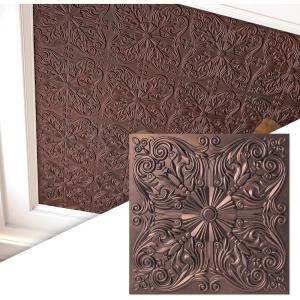 imageArt3d 12Pack PVC Drop Ceiling Tiles 48 SqFt 24quotx24quot Decorative Panels for Home and Office 2ft x 2ft GoldRose Copper
