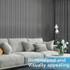 imageArt3d 8 Pack 96quot x 6quot WPC Slat Wall Panels 3D Fluted Panel for Interior Wall Decor TV Background Bedroom Living Room  Gray OakGray OakSquare