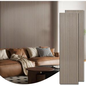 imageArt3d 2Pack 945quot x 24quot Acoustic Wood Panels for Wall Soundproof Wood Slat Panel for Wall and Ceiling 3D Fluted Sound Absorbing Paneling for Interior Wall Decor Living Room Bedroom  PeachBrown Oak