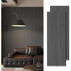 imageArt3d 2Pack 945quot x 24quot Acoustic Wood Panels for Wall Soundproof Wood Slat Panel for Wall and Ceiling 3D Fluted Sound Absorbing Paneling for Interior Wall Decor Living Room Bedroom  PeachSmoky Oak