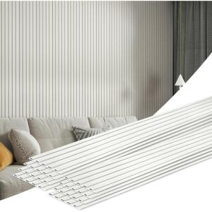 imageArt3d 8 Pack 96quot x 6quot WPC Slat Wall Panels 3D Fluted Panel for Interior Wall Decor TV Background Bedroom Living Room  Gray OakOffWhiteSquare