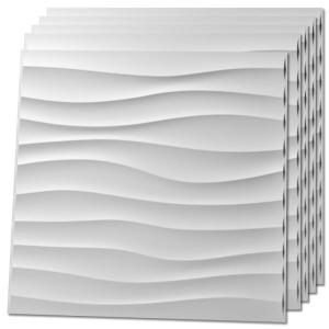imageArt3d 462 SF Large 3D Wall Panels for Interior Dcor PVC Textured Wavy Wall Panels for Living Room Bedroom and Office Pack of 6 472quot236quot BlackSquare White