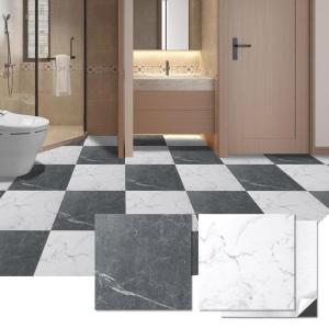 imageArt3d Peel and Stick Floor Tile 30Pack 12 x 12in Covers 30 Sqft Waterproof Vinyl Flooring Tiles Self Adhesive for Kitchen Bathroom ampamp Bedroom  White Grey Vein MarbleBlackWhite Marble