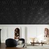 imageArt3d Drop Ceiling Tiles 24x48 Decorative PVC Ceiling Panels Waterproof Rustproof and Durable 12Pack Glue Down Rectangular WhiteSquare Black
