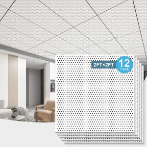 imageArt3d 12Pack Smooth Drop Ceiling Tile 2ft x 2ft  FireRated Waterproof Reusable  Premium PVC No Sag and Breakage  Cover 48 Sq Ft BlackWhite  acoustic